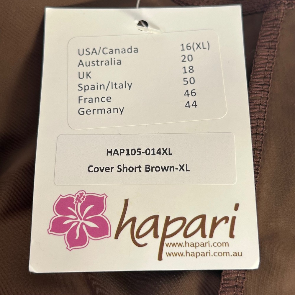 Hapari Brown Swim Cover Up Shorts SPF 50 Plus Size XL - Picture 5 of 9